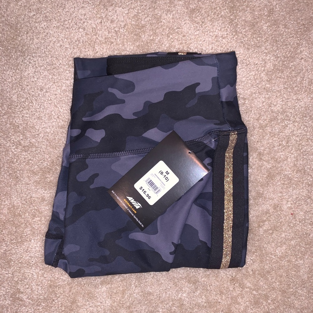 Camo Print Glitter Stripe Leggings